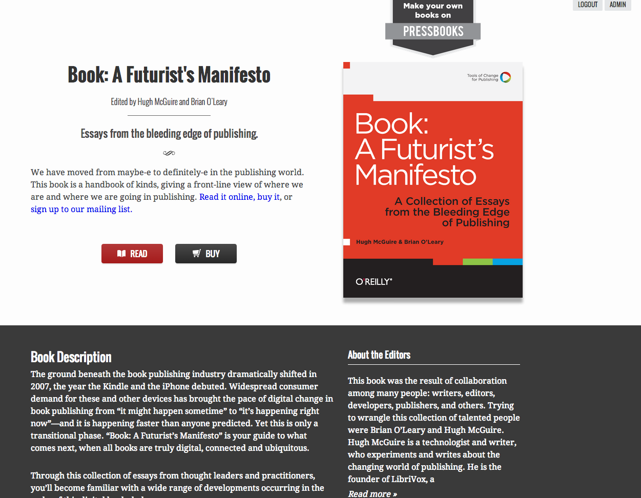 PressBooks Book Homepage
