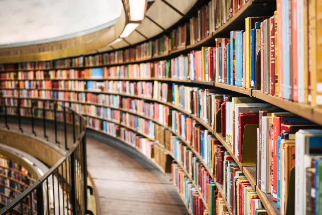 Library shelving full of books