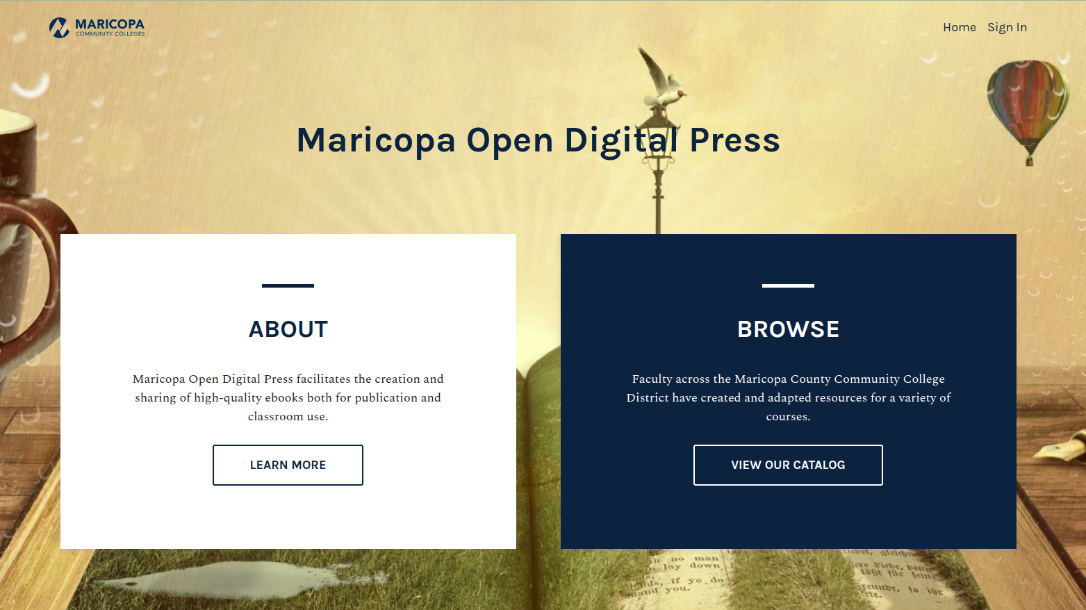 Maricopa open press Pressbooks network homepage