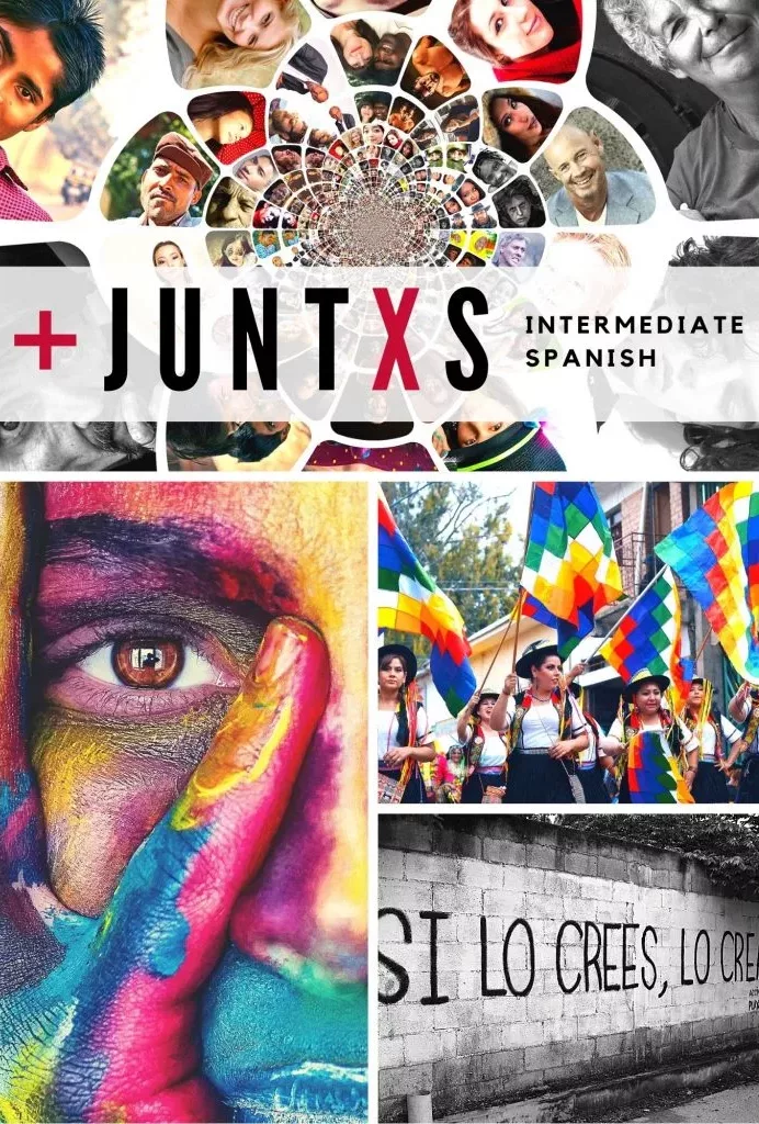 A colourful book covers of an introductory Spanish textbook