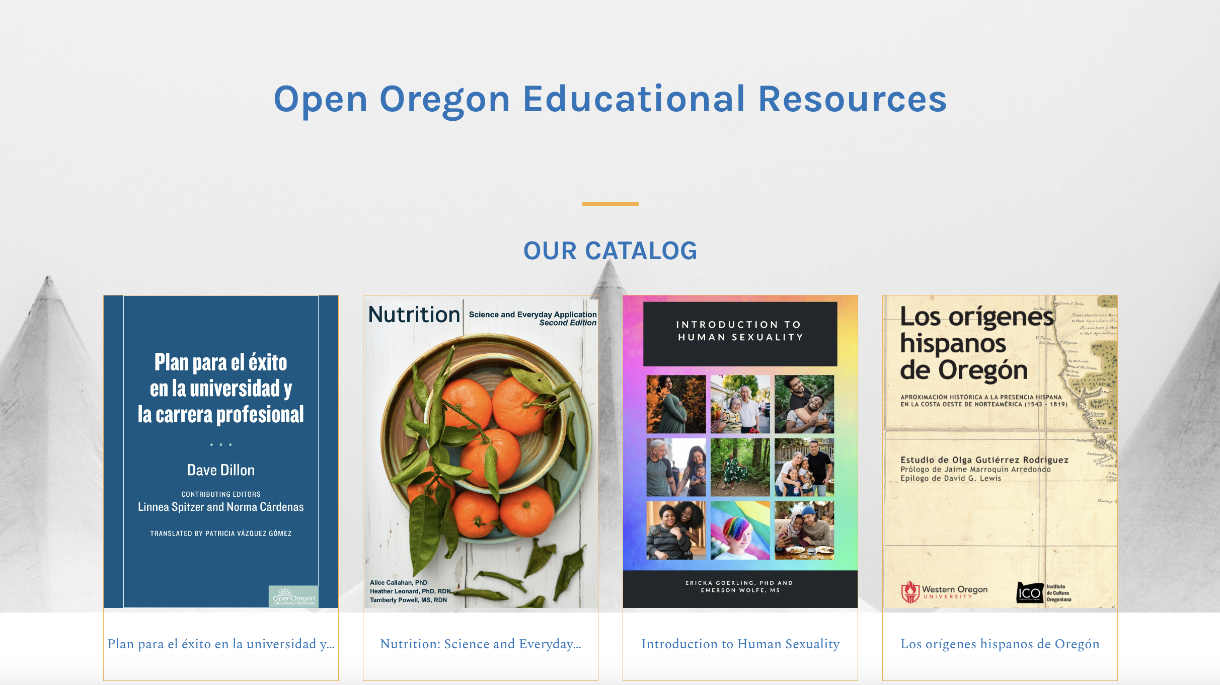 Open Oregon Educational Resources Pressbooks network home page