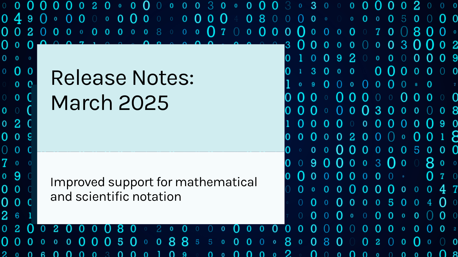 March release notes: improved mathematical notation